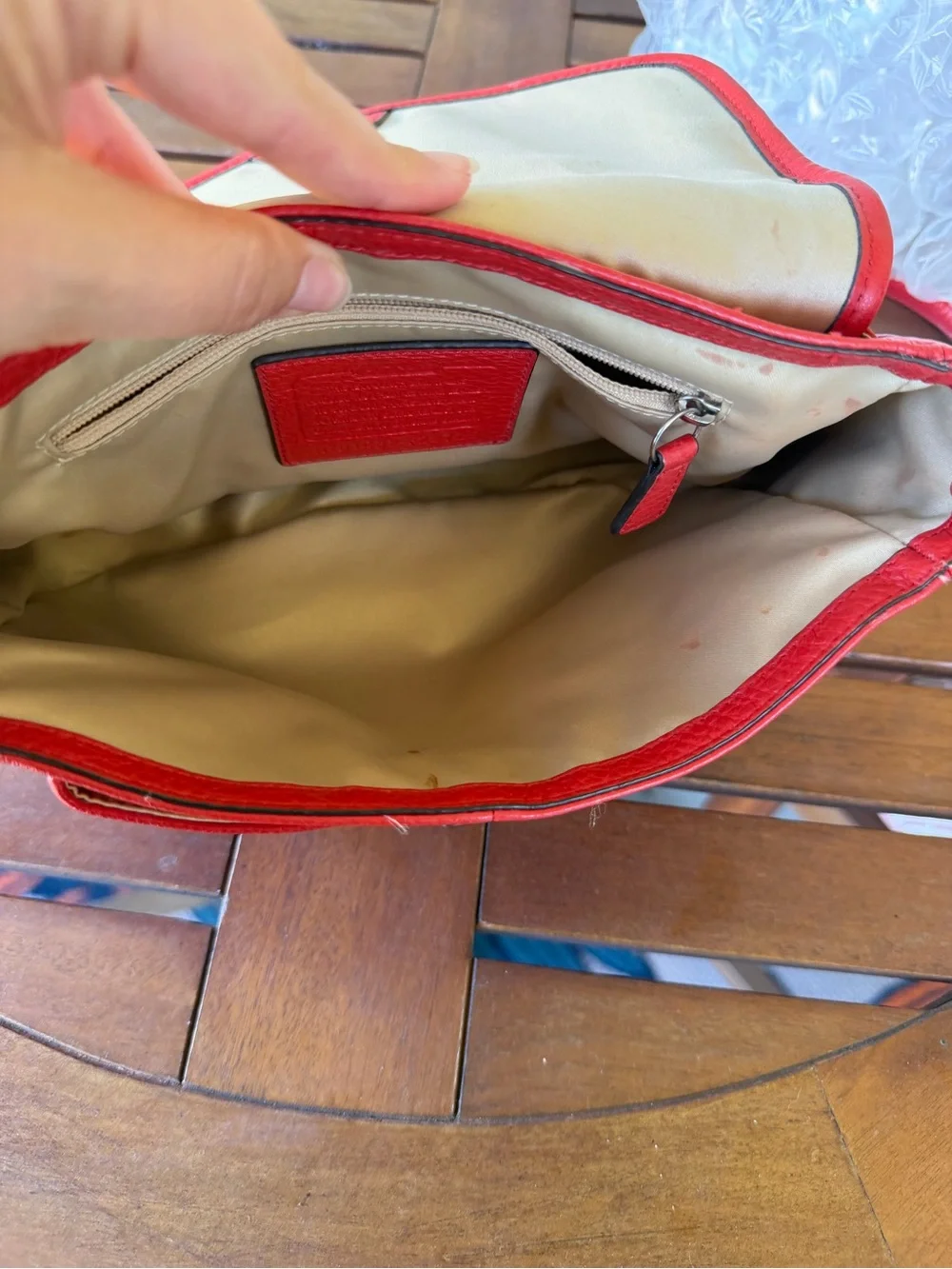 Coach Red Pebbled Leather Crossbody with Turnlock